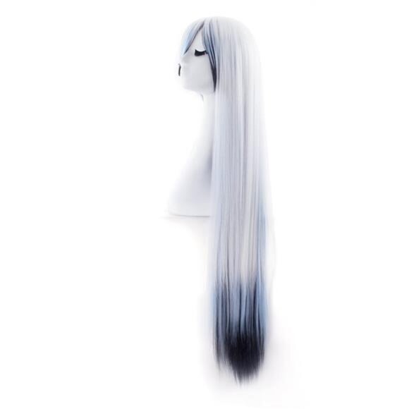 40" 100cm Anime Costume Long Straight Cosplay Wig Party Wig (White/Blue/Black) - Picture 2 of 6